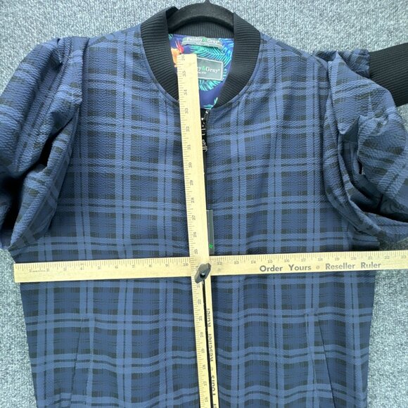 Paisley & Gray Bomber Jacket Mens Medium Blue Plaid Full Zip Slim Fit Seersucker - Picture 9 of 16